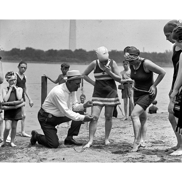 Bathing Suit Cop - Quality Reprint of a Vintage Photo