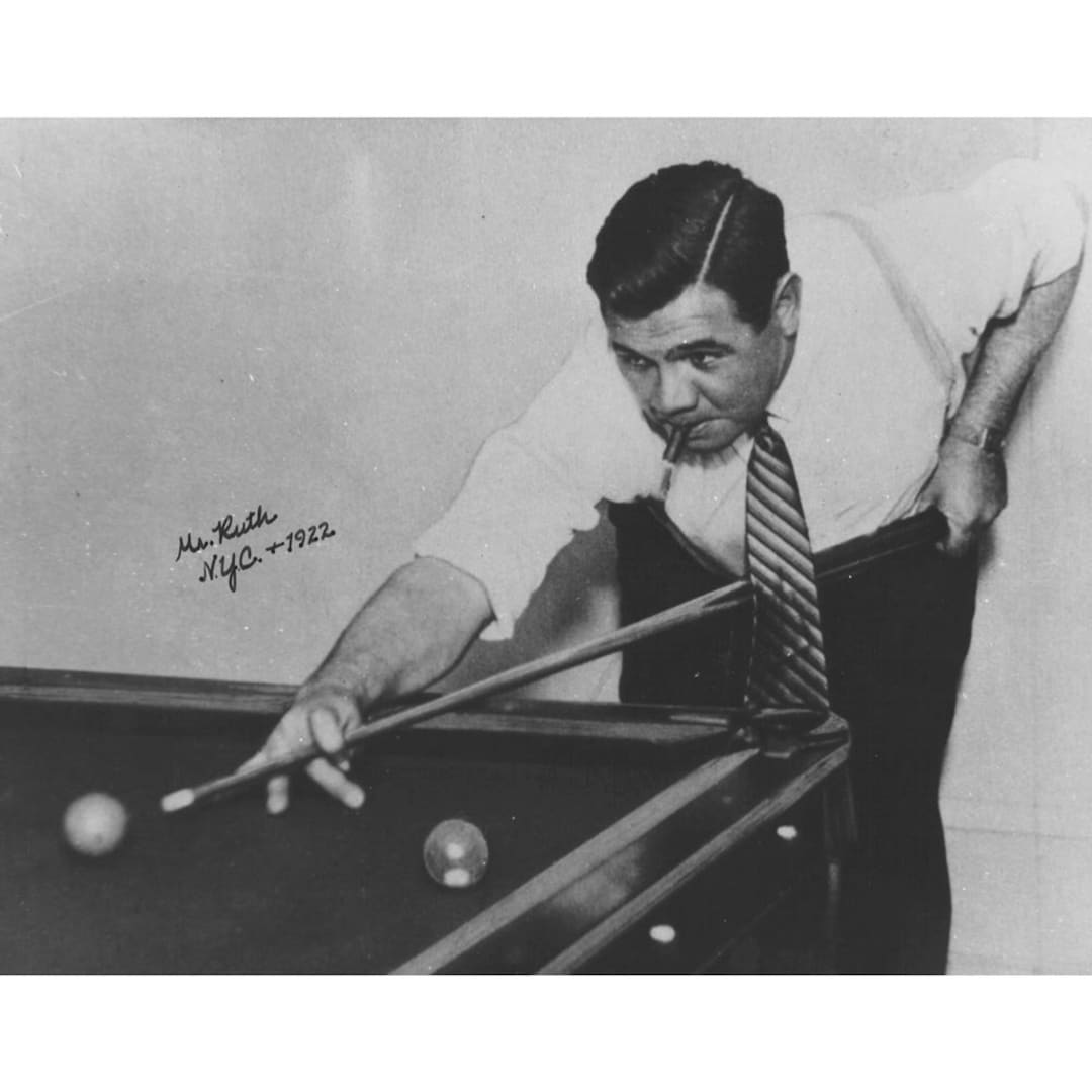 Babe Ruth Playing Pool Quality Reprint of a Vintage Photo Etsy