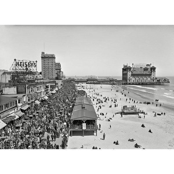 Atlantic City Beach & Boardwalk, 1920 - Quality Reprint of a Vintage Photo