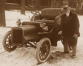 Henry Leland With His 1906 Cadillac - Quality Reprint of a Vintage Photo