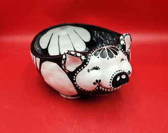 Pig Bowl Day Of The Dead Hog Dia De Los Muertos Skeleton Art One Of A Kind