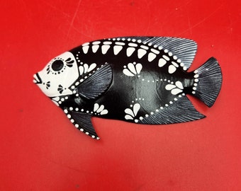 Fish  Wall Hanger Day Of The Dead Marine Life  Dia De Los Muertos Skeleton Art One Of A Kind Beach House Pet Memorial