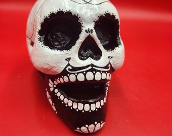 Skull  Day Of The Dead   Dia De Los Muertos Skeleton Art One Of A Kind  Pet Memorial
