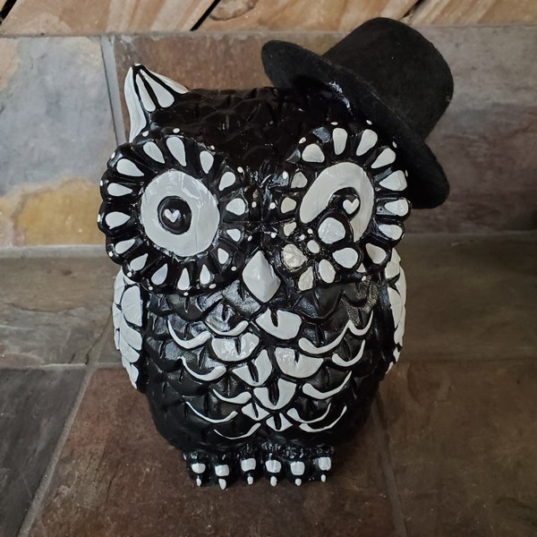 Day Of The Dead  Owl  Dia De Los Muertos Skeleton Art One Of A Kind Owl