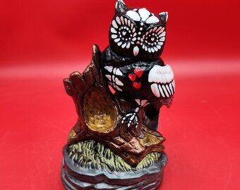 Music Box Owl Day Of The Dead  Dia De Los Muertos Skeleton Art One Of A Kind