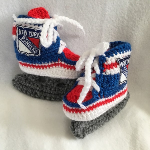 Hockey bootie skates with team logo, baby skates, hockey skates, baby booties, all teams, New York Rangers, etc.