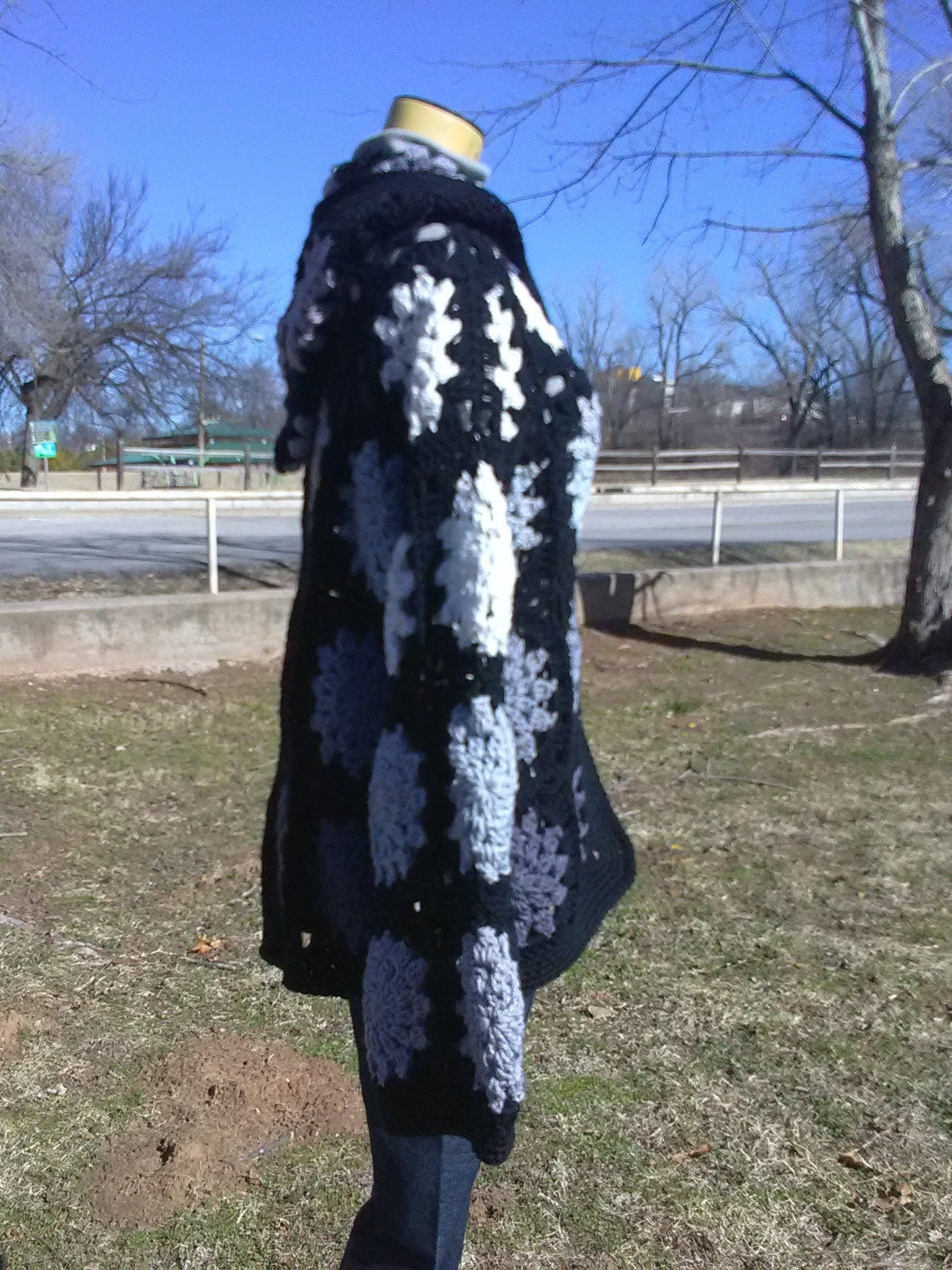 HOODED Crocheted Granny Square Cardigan Retro Sweater/Jacket Etsy