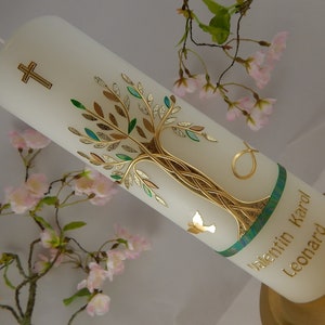 Baptism Candle Christening candle tree of life baptism candle tree of life christening candles baptism candles, personalised candles image 1