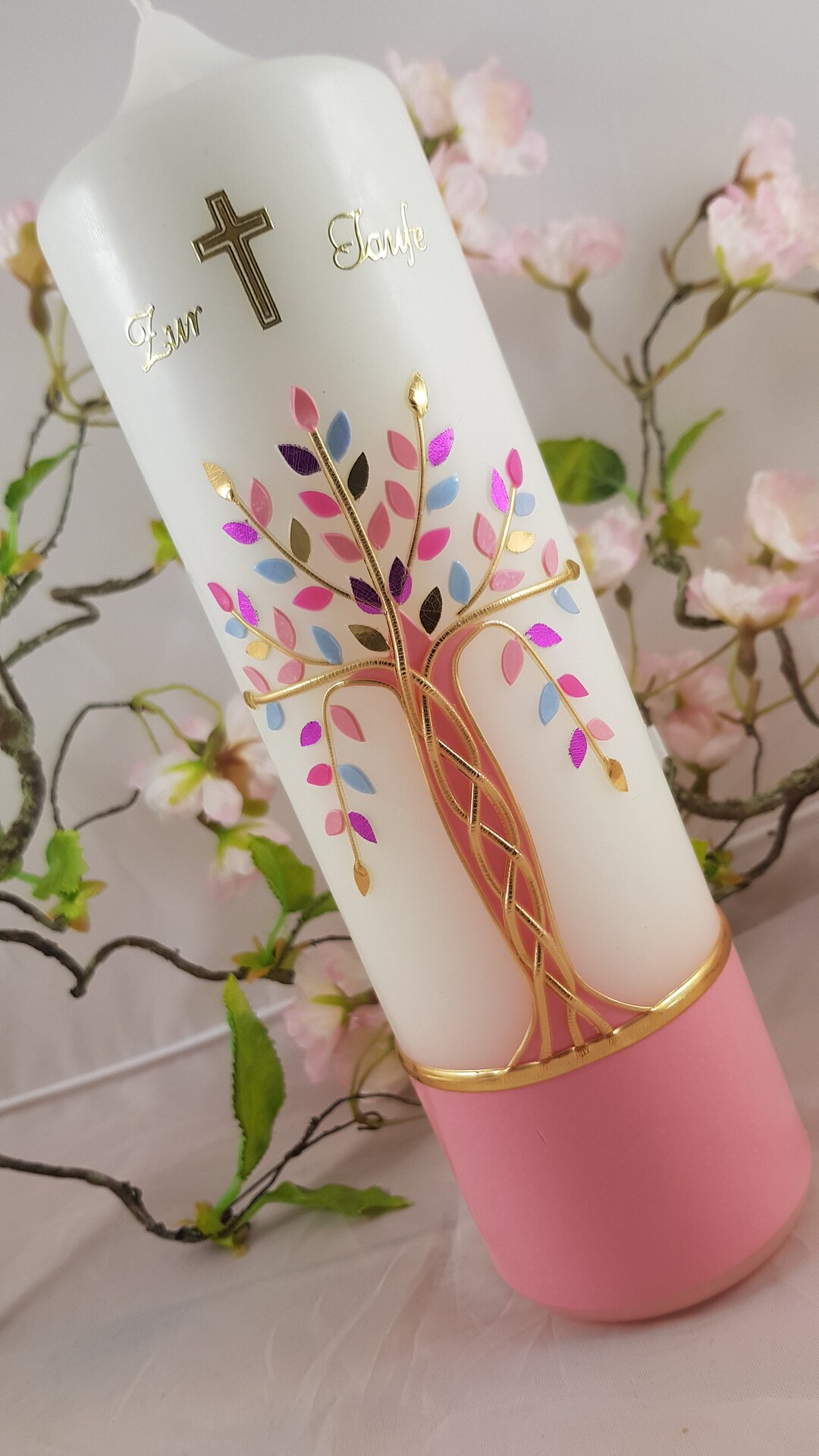 Baptism Candle Tree of Life Christening Baptism Baptism Etsy