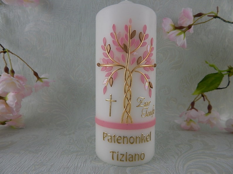 Baptism Candle Tree of Life christening baptism baptism candles personalised candles baptism candles girls boys Christening gift Patenkerze 15x6 cm