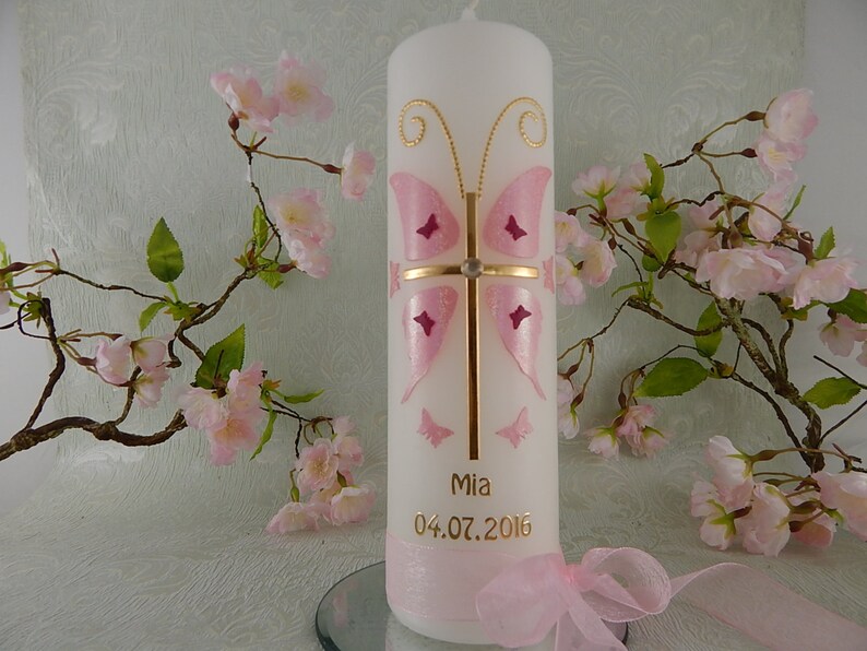 Baptism Candle Christening candle cross personalised candles Christening gifts image 2