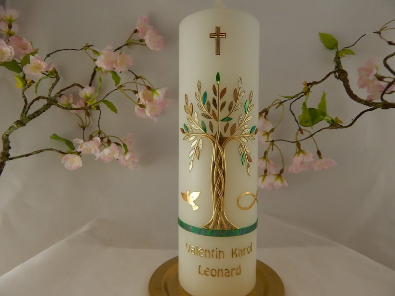 Baptism Candle Christening candle tree of life baptism candle tree of life christening candles baptism candles, personalised candles image 2