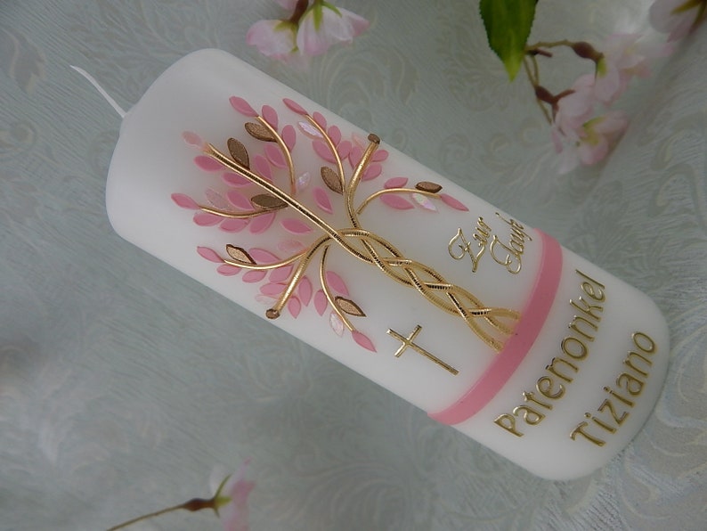 Baptism Candle Tree of Life christening baptism baptism candles personalised candles baptism candles girls boys Christening gift image 8