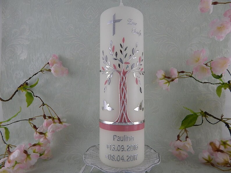 Baptism Candle Tree of Life Christening Baptism Baptism Etsy Canada