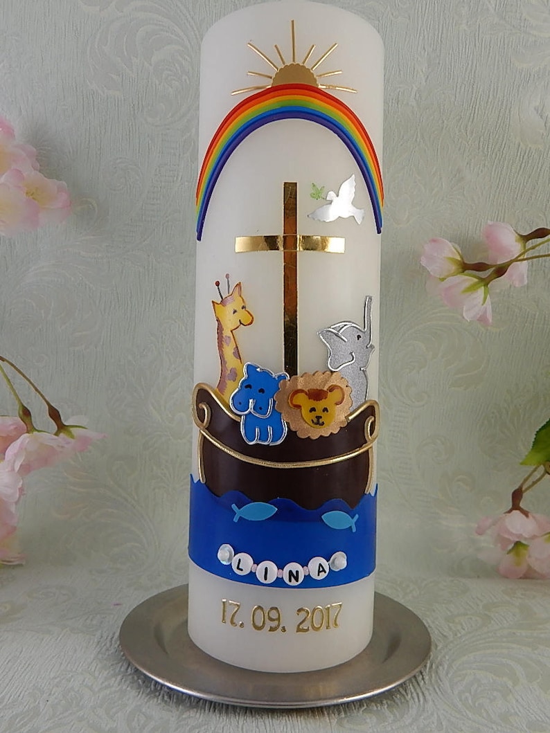 Christening Noah Ark Christening Gifts Baptism Candle Etsy