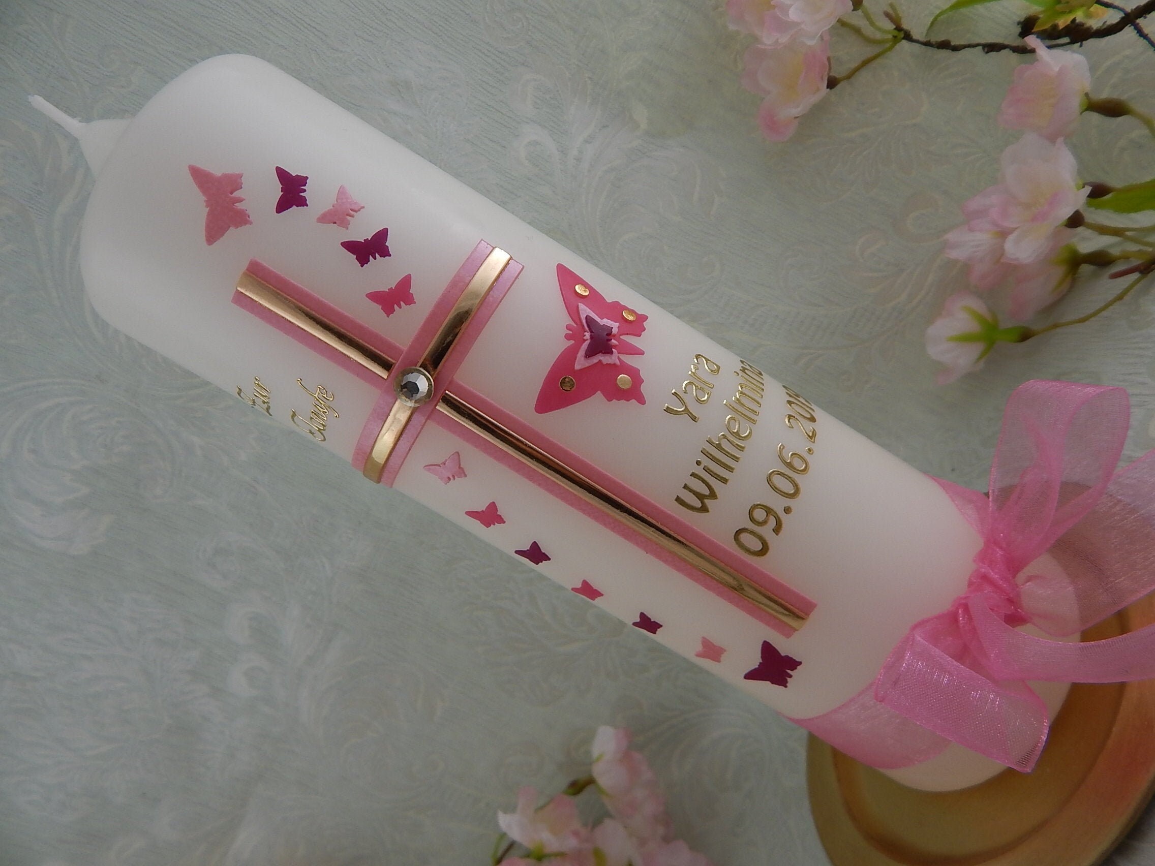 Baptism Candle Christening Candle Cross Personalised Etsy UK