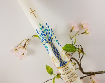 Christening candle - baptism candle - tree of life - communion candle - personalised candles - communion gifts