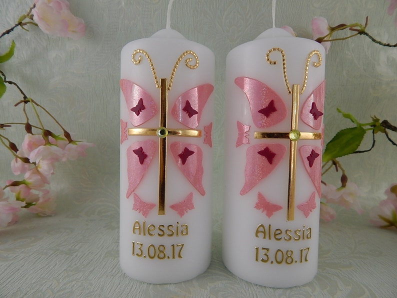 Baptism Candle Christening candle cross personalised candles Christening gifts image 8
