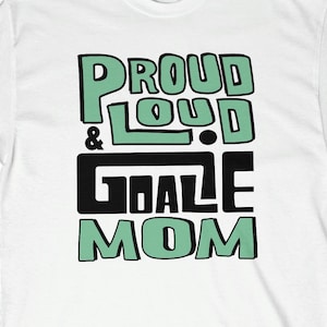 Camiseta orgulhosa e alta da mãe do goleiro, presente da mãe do goleiro, apoie seu goleiro, número de camisa personalizado