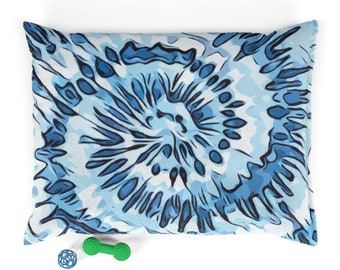 Blue Tie Dye Pet Bed, Ocean Wave Surf Design, Gift for your pet