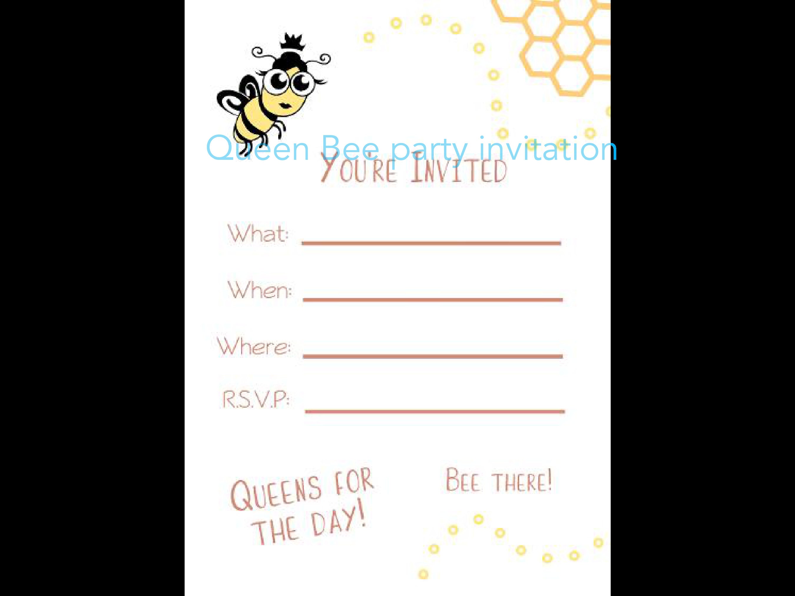 Queen Bee Birthday Party Invitation, Instant Download, Bee Printable ...