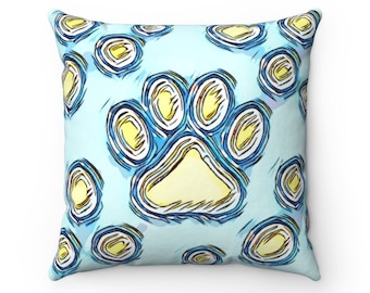Cute Paw Print Pillow, Dog Lover Gift, Cat Lover Gift