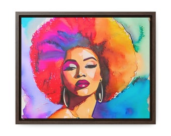Black Woman Wall Art Canvas, Beautiful Strong Woman, Watercolor Digital Art