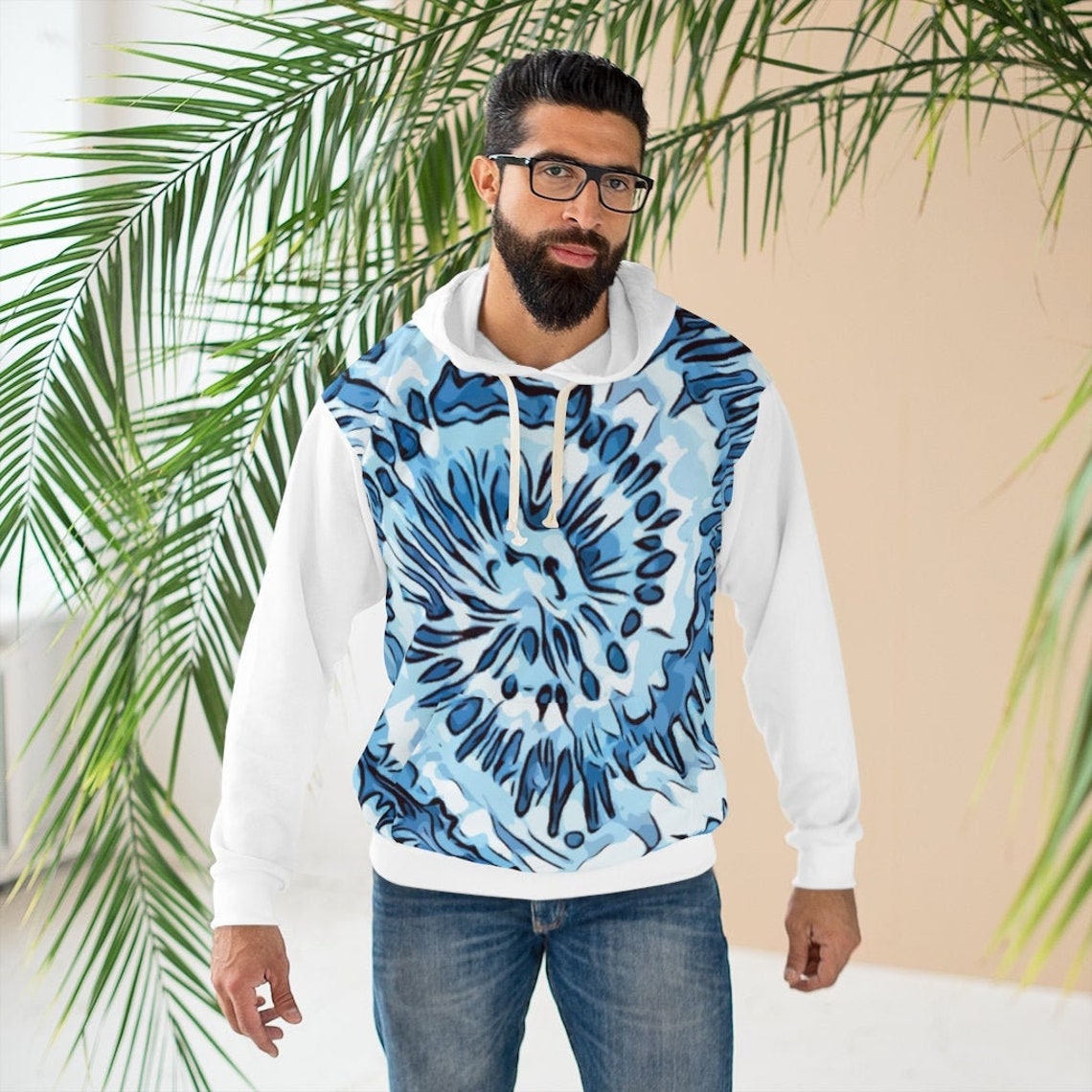 Purple And Blue Tie Dye Men's Hoodie