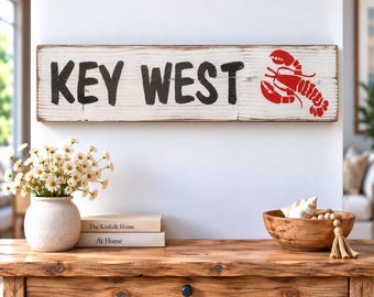 Key West Sign, Lobster Sign, Key West Florida, Ocean Decor, Home Decor, Ocean Sign, Beach House Decor, Nautical Decor, Seaside, Wall Decor