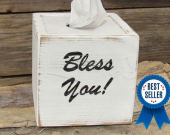 Bless You Tissue Box Cover Bless You tissue cover Wood Tissue Box Holder Cover Square Tissue Box Cover Square Free Shipping