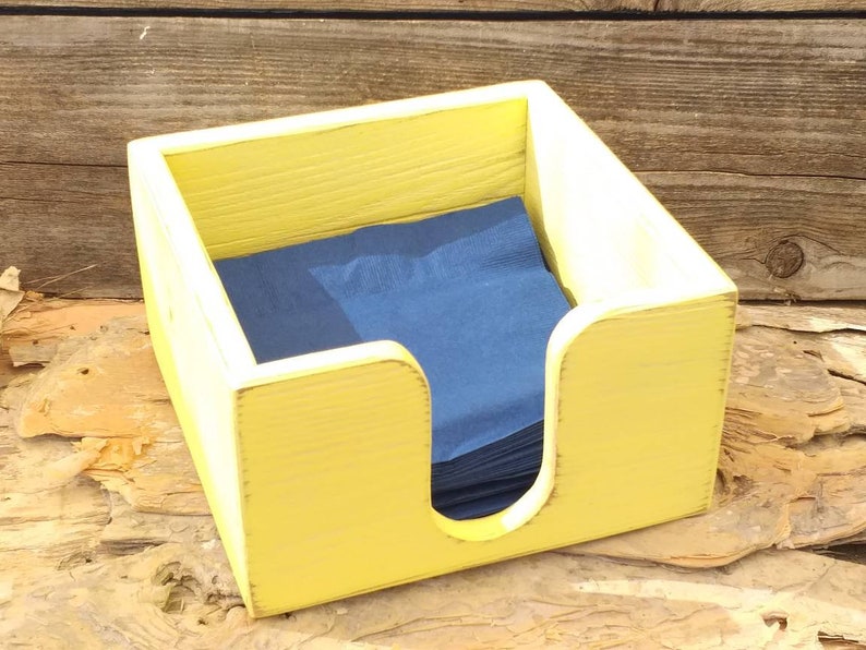 Napkin Caddy Napkin Box Wood Napkins Farmhouse Decor Wooden Napkin Box Yellow Napkin Box Napkin Holder Napkin Holder Wood