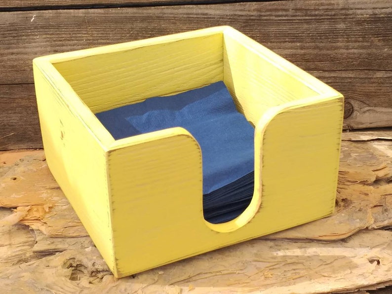 Napkin Caddy Napkin Box Wood Napkins Farmhouse Decor Wooden Napkin Box Yellow Napkin Box Napkin Holder Napkin Holder Wood