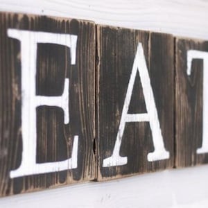 EAT Sign Blocks Country Kitchen Home Decor Farmhouse Pantry Restaurant Coffee Shop Dining Rustic Reclaimed Wood Gift For Her Free Shipping