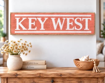 Key West Wood Sign, Florida Beach Sign, Beach House, Nautical, Coastal Decor, Rustic Farmhouse Decor, Housewarming Gift
