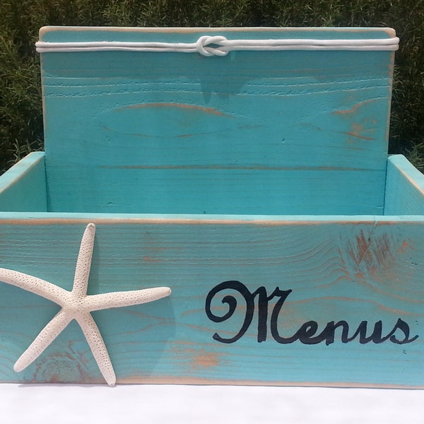 Menu Holder Box Restaurant Brewery Coffee Shop Deli Decor Nautical Beach Ocean Restaurant Decor Distressed Reclaimed Wood Free Shipping