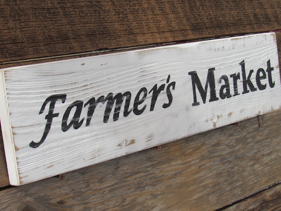 Farmers Market Sign Reclaimed Upcycled Distressed Wood Gifts Under 40 Dollars Country Kitchen Decor Hand Painted