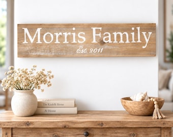 Custom Family Name Wood Sign, Personalized Wall Art, Rustic Home Decor, Housewarming Gift