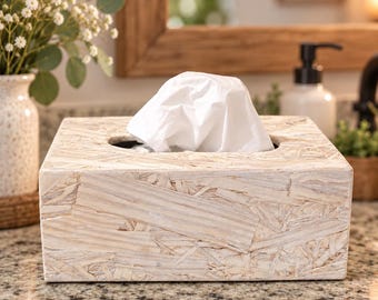 Tissue Box Cover, Wood Tissue Holder, Bathroom Decor, Vanity Decor, Rustic Home Decor, Housewarming Gift