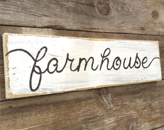 Letrero de granja, casa de campo, letrero de madera de granja, decoración de cocina, pintado a mano, madera recuperada, regalo para ella, letrero de madera de granja