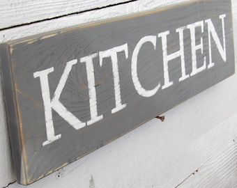 Kitchen Sign Gray Distressed Reclaimed Rustic Wood Rustic Home Decor Gray Hand Painted Gifts Under 40 Dollars Gift For Her