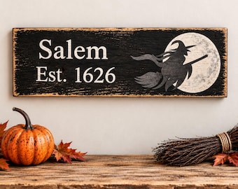 Salem Witch Wood Sign, Massachusetts, Halloween Decor, Spooky, Witchcraft, Yard Art, Fall Home Decor