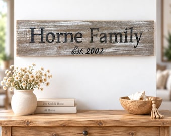 Personalized Family Name Wood Sign, Custom Last Name Sign, Rustic Farmhouse Home Decor, Housewarming Gift