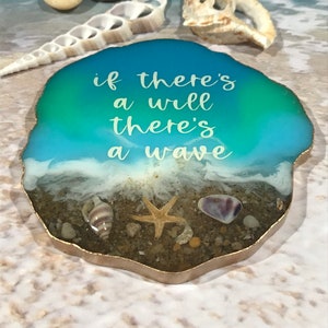 Resin Beach Coaster, Bar Decor, Housewarming, Beach Coaster, Beach Decor, Beach Quote, Bridesmaid Gift, Teacher Gift, Resin Coaster Set,