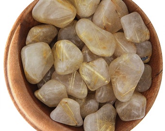 1 Gold Rutilated Quartz - Ethically Sourced Tumbled Stone