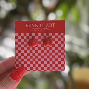 Handmade Polymer Clay Pumpkin Stud Earring