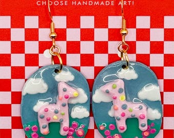Frosted Animal Cracker Earrings – Whimsical Cookie Statement Earrings, Quirky Handmade Jewelry, Funky Playful Earrings, Fun Gift