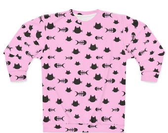 Unisex Funky Pink Cat Sweatshirt
