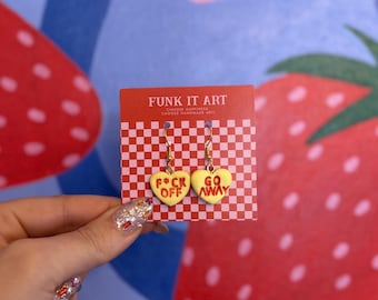 Anti-Valentine Polymer Clay Earrings – Edgy Heart Statement Jewelry