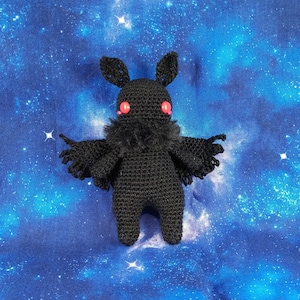 Mini Mothman crochet plush, MADE TO ORDER, amigurumi plushie, 3 1/2 inch cryptid plushie