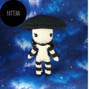 Goth Mushroom Fairy Crochet Pattern, PATTERN ONLY, creepy cute crochet